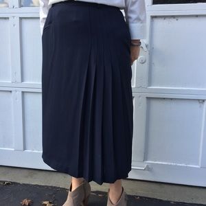 Vintage Navy Side Pleat Skirt XL 16